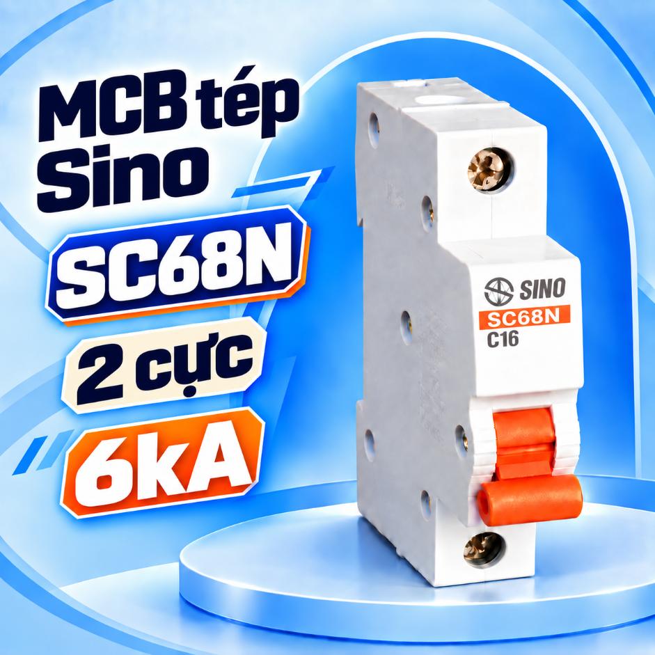 MCB tép Sino SC68N 2 cực 6kA