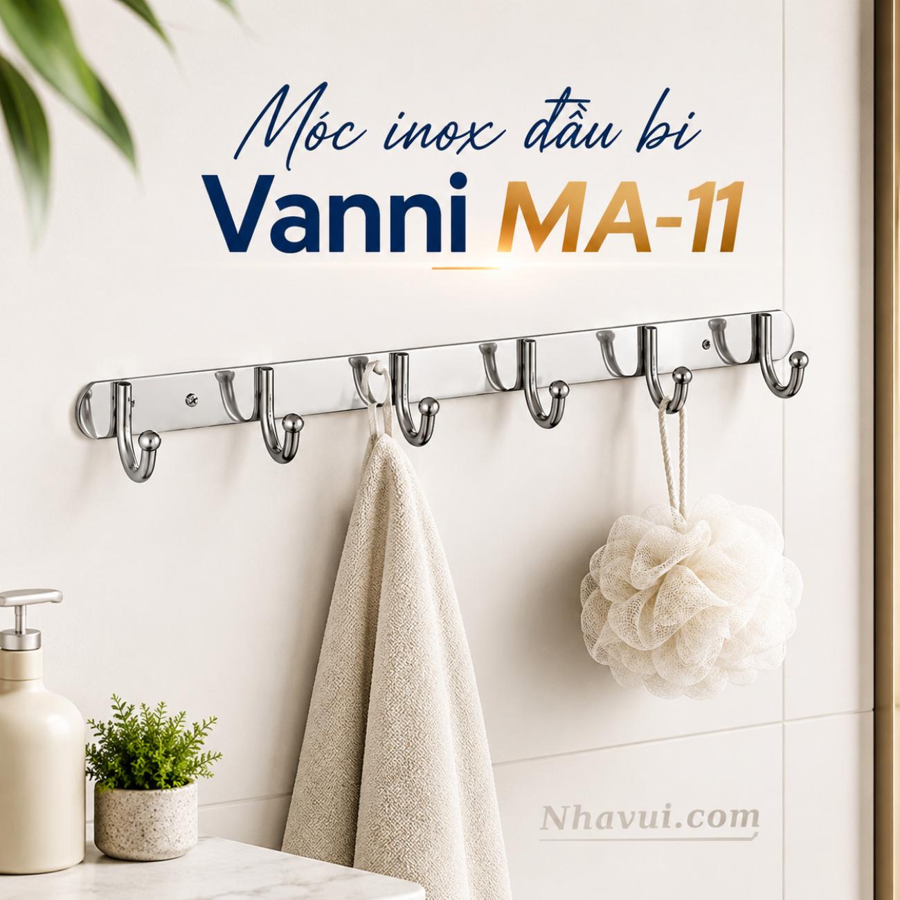 Móc inox đầu bi Vanni MA-11 chống móc vải 6 móc, 7 móc, 8 móc