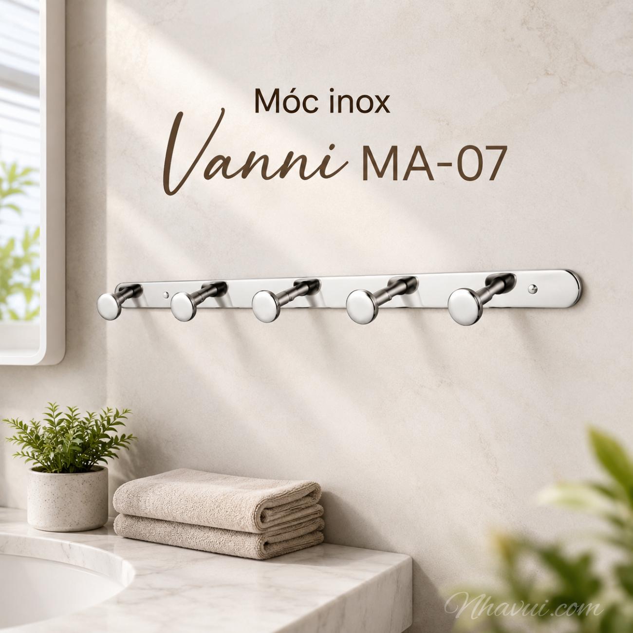 Móc inox Vanni MA-07 inox 304 bóng mờ 5 móc, 6 móc, 7 móc