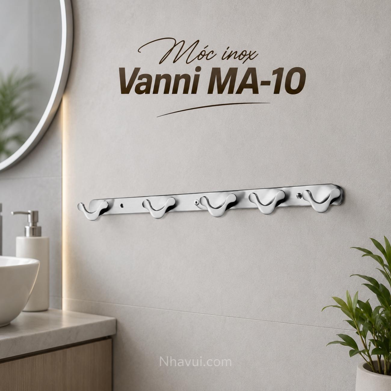 Móc inox Vanni MA-10 thanh treo uốn cong 5 móc, 6 móc, 7 móc