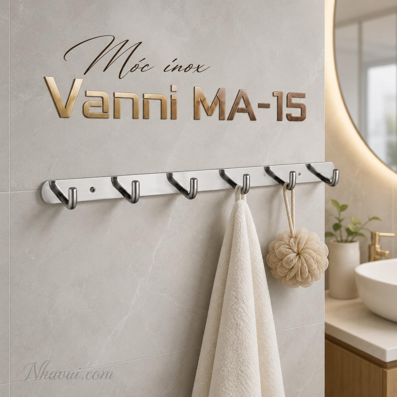 Móc inox Vanni MA-15 inox 304 hoàn thiện bóng mờ 6 móc – 7 móc