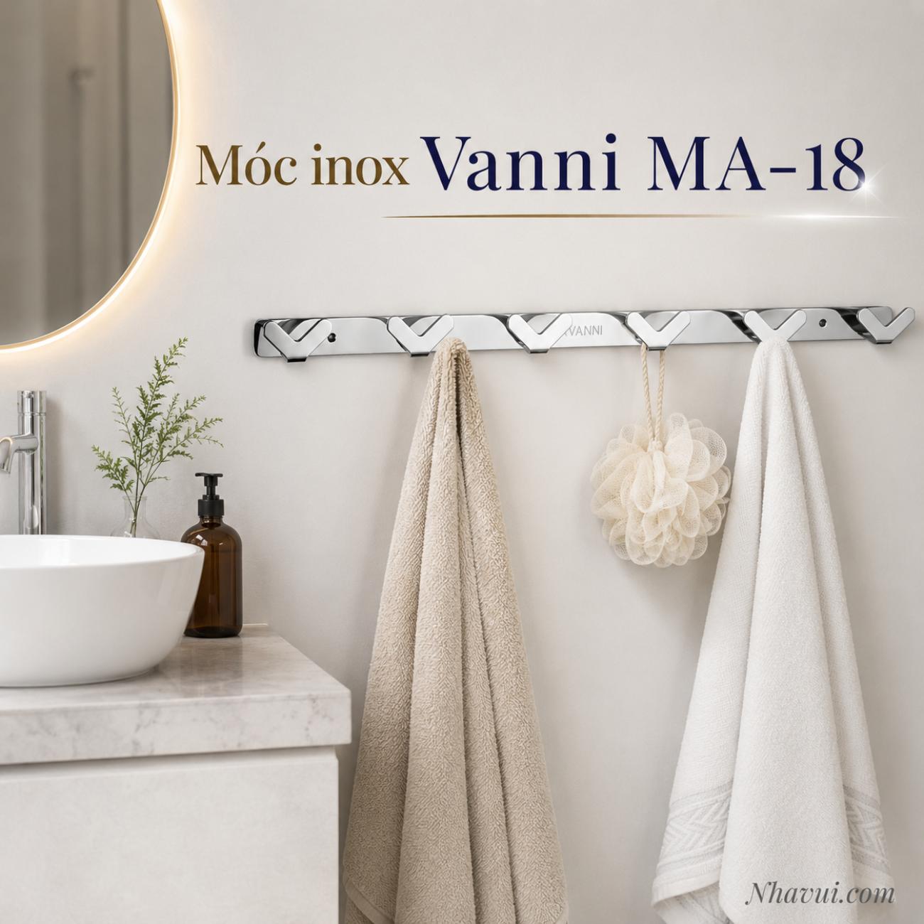 Móc inox Vanni MA-18 inox 304 hoàn thiện bóng mờ 5 móc – 6 móc