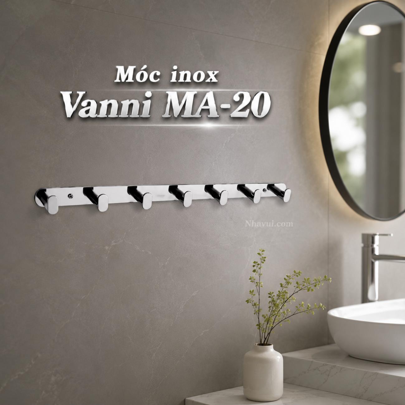 Móc inox Vanni MA-20 inox 304 hoàn thiện bóng mờ 6 móc – 7 móc