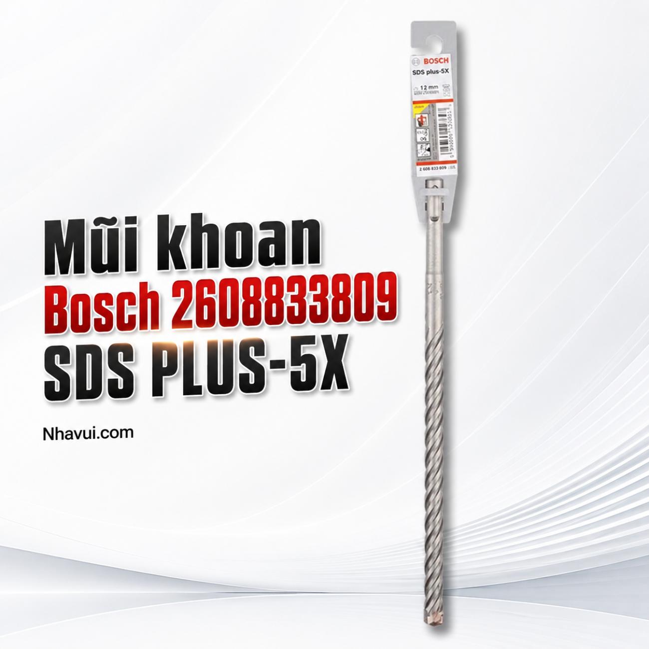 Mũi khoan bê tông Bosch SDS PLUS-5X kích thước 12x100x165mm 2608833809