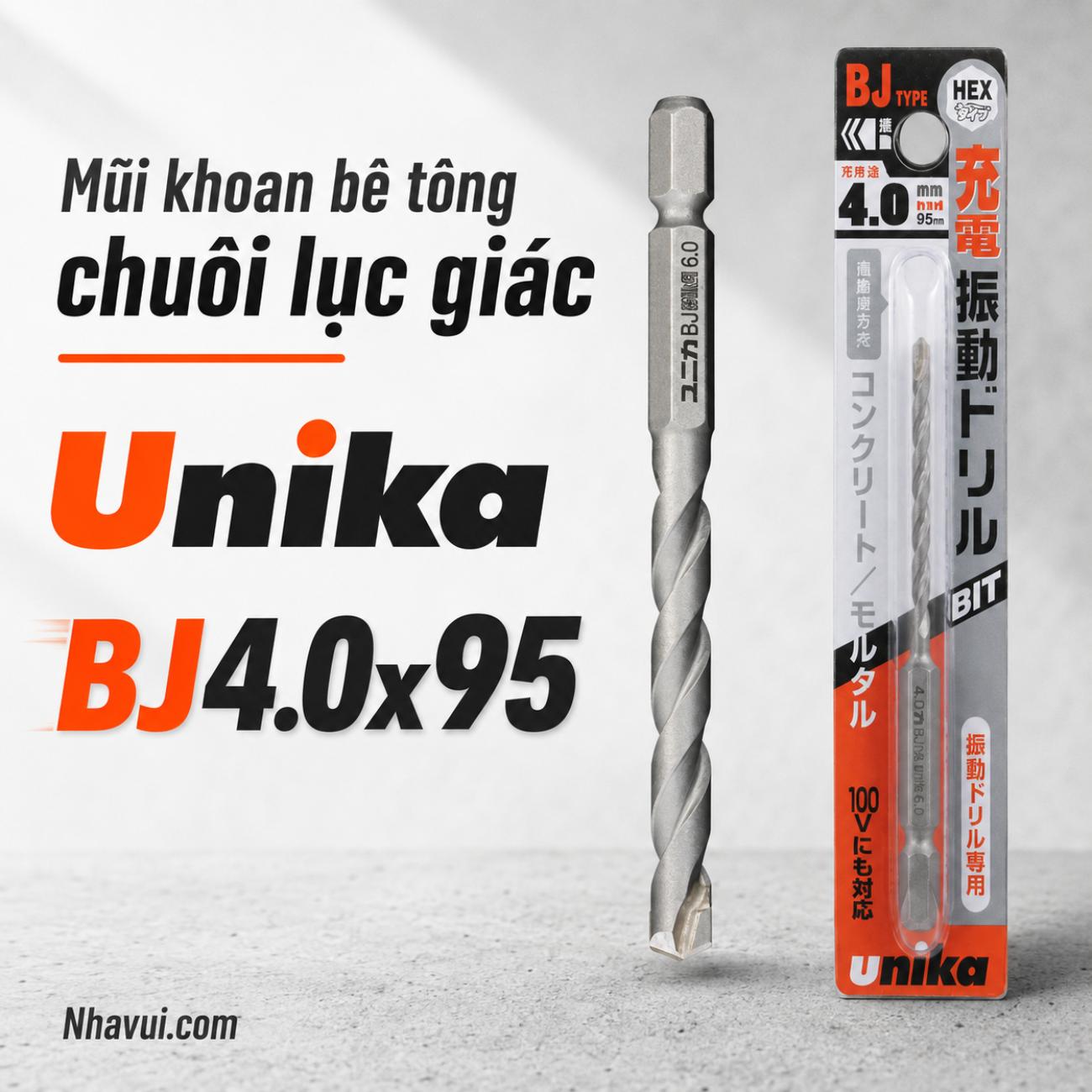 Mũi khoan bê tông chuôi lục giác Unika BJ4.0x95
