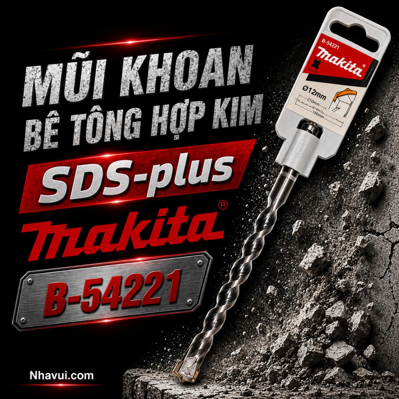 Mũi khoan bê tông hợp kim Makita SDS Plus kích thước 12x150x210mm B-54221