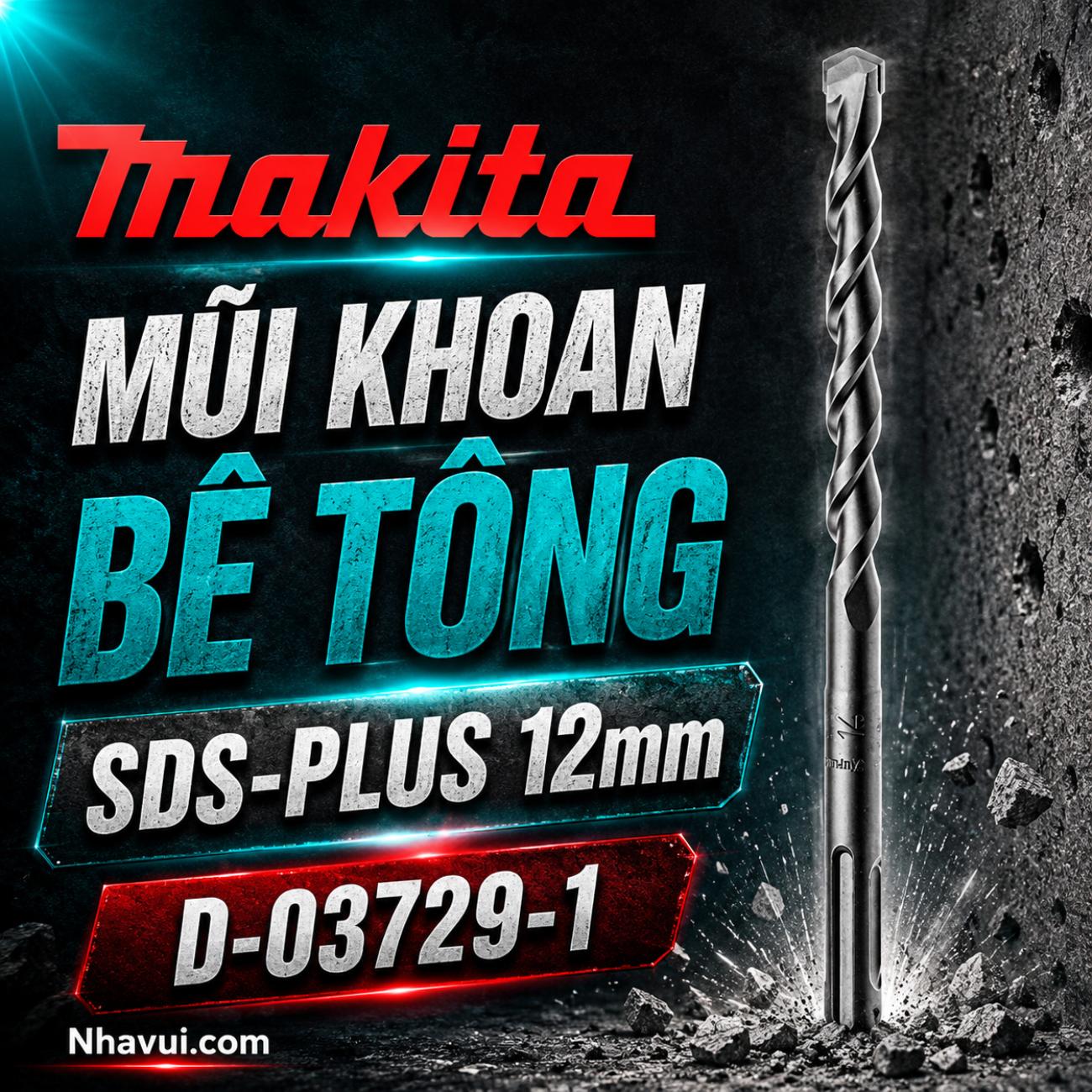 Mũi khoan bê tông Makita SDS Plus kích thước 12x150x210mm D-03729-1
