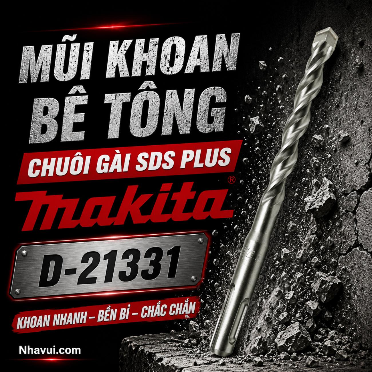 Mũi khoan bê tông Makita SDS Plus kích thước 14x150x210mm D-21331