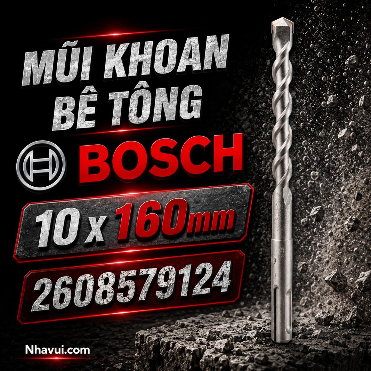 Mũi khoan bê tông SDS Plus Bosch kích thước 10x160mm 2608579124