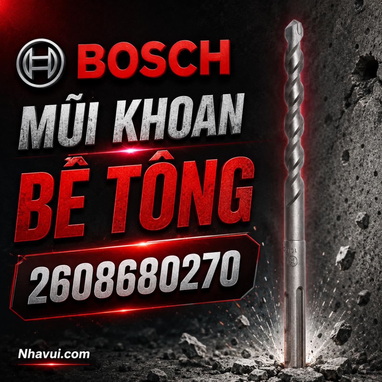 Mũi khoan bê tông SDS Plus Bosch kích thước 8x160mm 2608680270