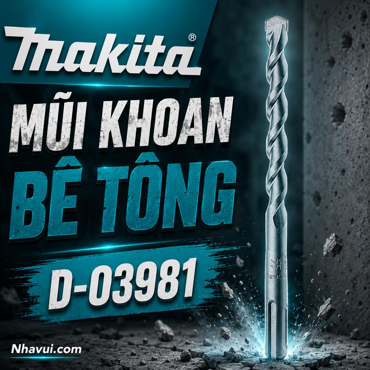 Mũi khoan bê tông SDS Plus Makita kích thước 16x160mm D-03981