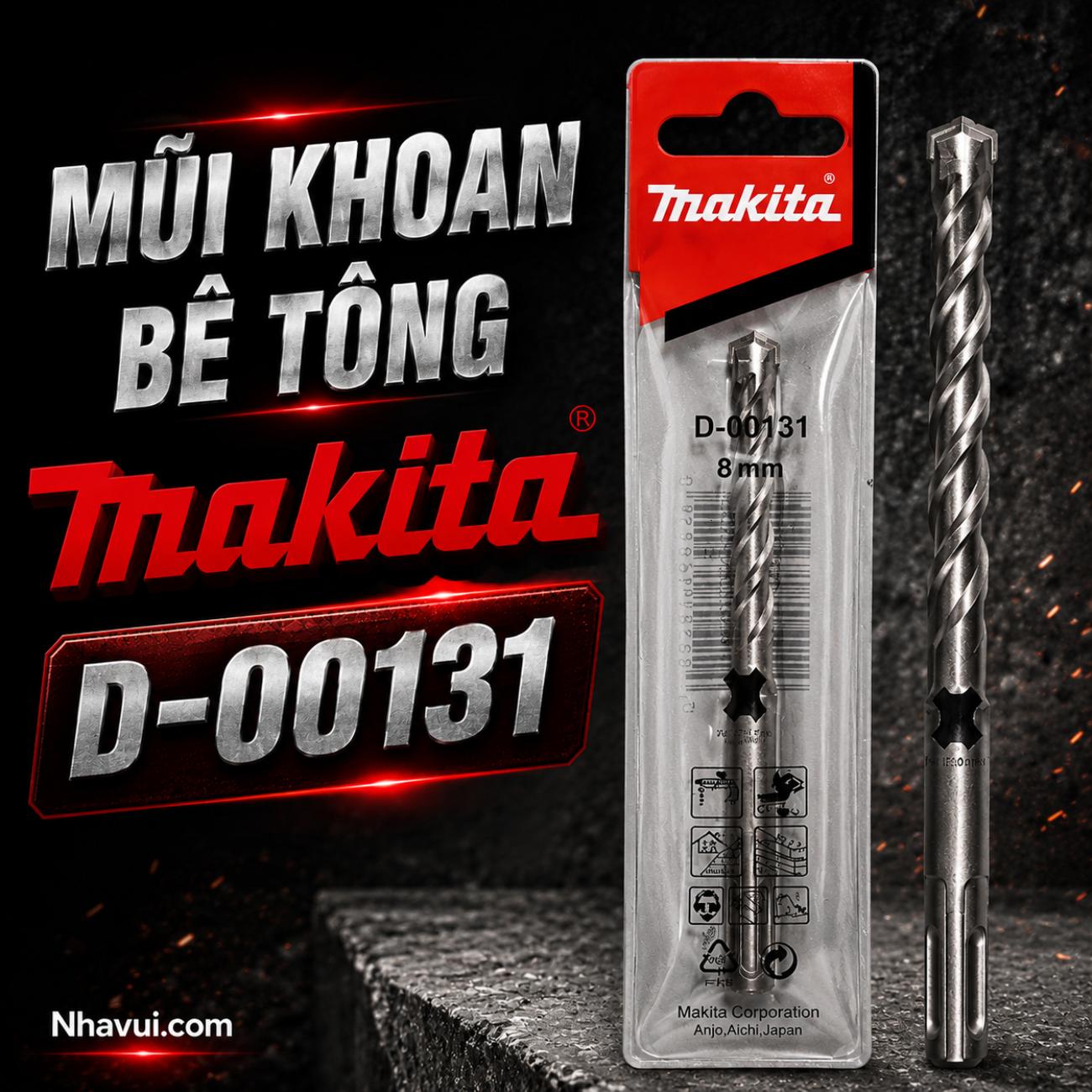 Mũi khoan bê tông SDS Plus Makita kích thước 8x100x160mm D-00131