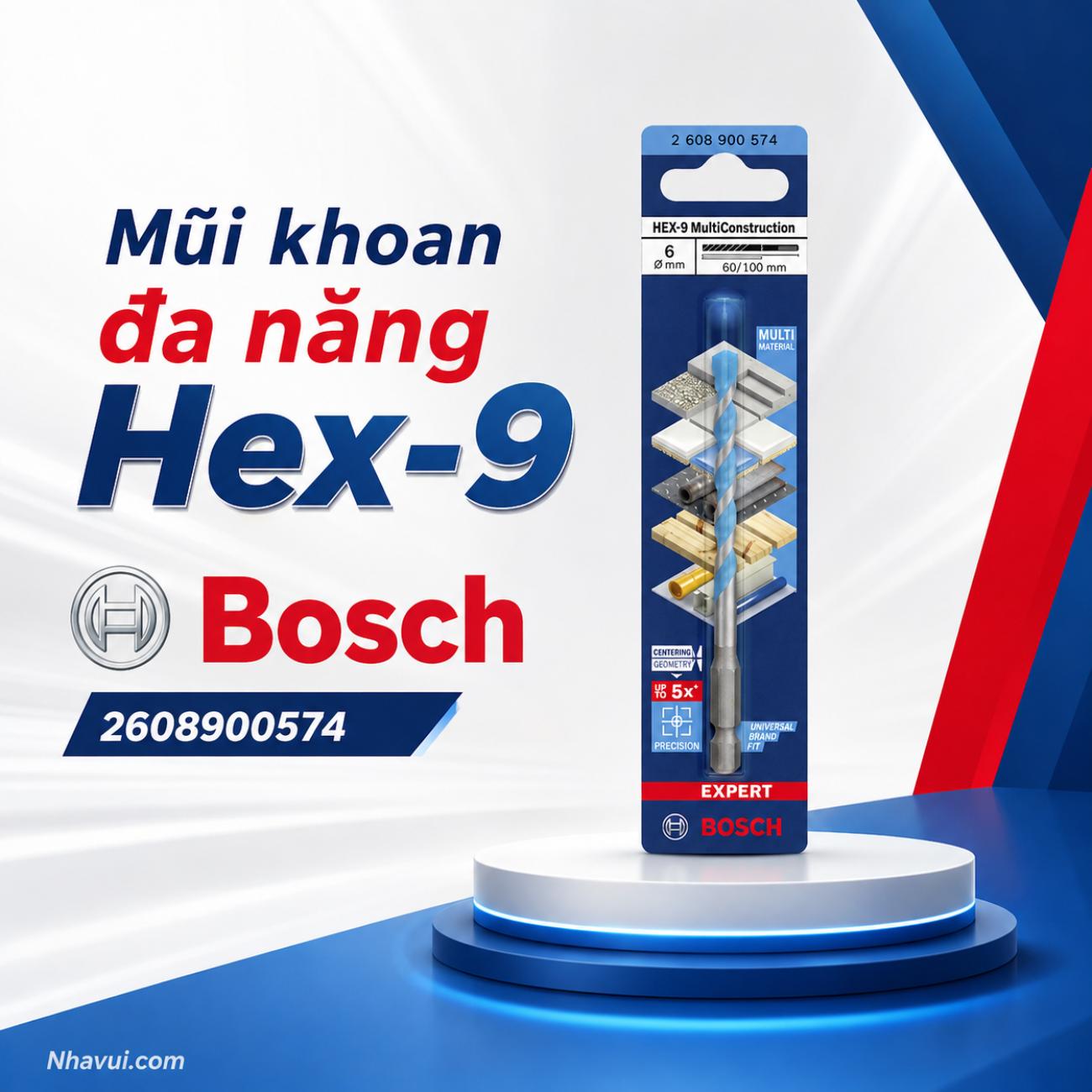 Mũi khoan đa năng chuôi lục giác Hex-9 kishc thước 6x60x100mm Bosch 2608900574