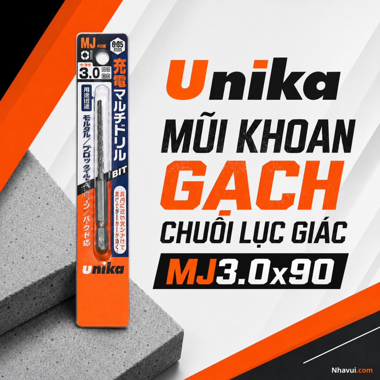 Mũi khoan đa năng chuôi lục giác Unika MJ3.0x90 kích thước 3,0x90mm