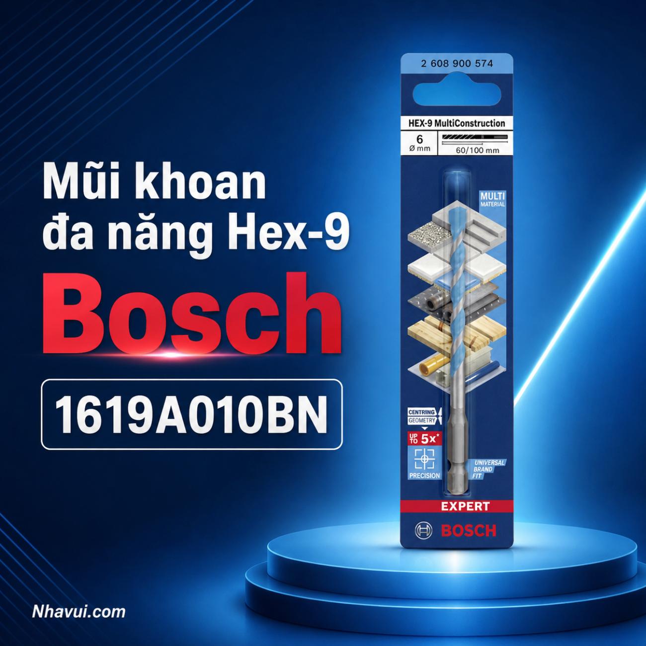 Mũi khoan đa năng Hex-9 kích thước 6x60x100mm Bosch 1619A010BN