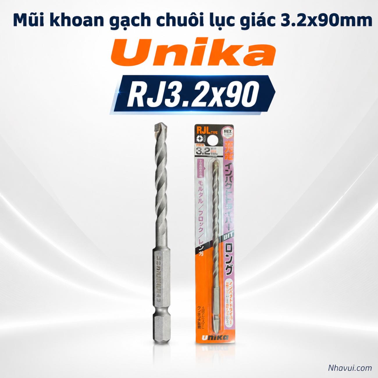 Mũi khoan gạch chuôi lục giác 3,2x90mm Unika RJ3.2x90