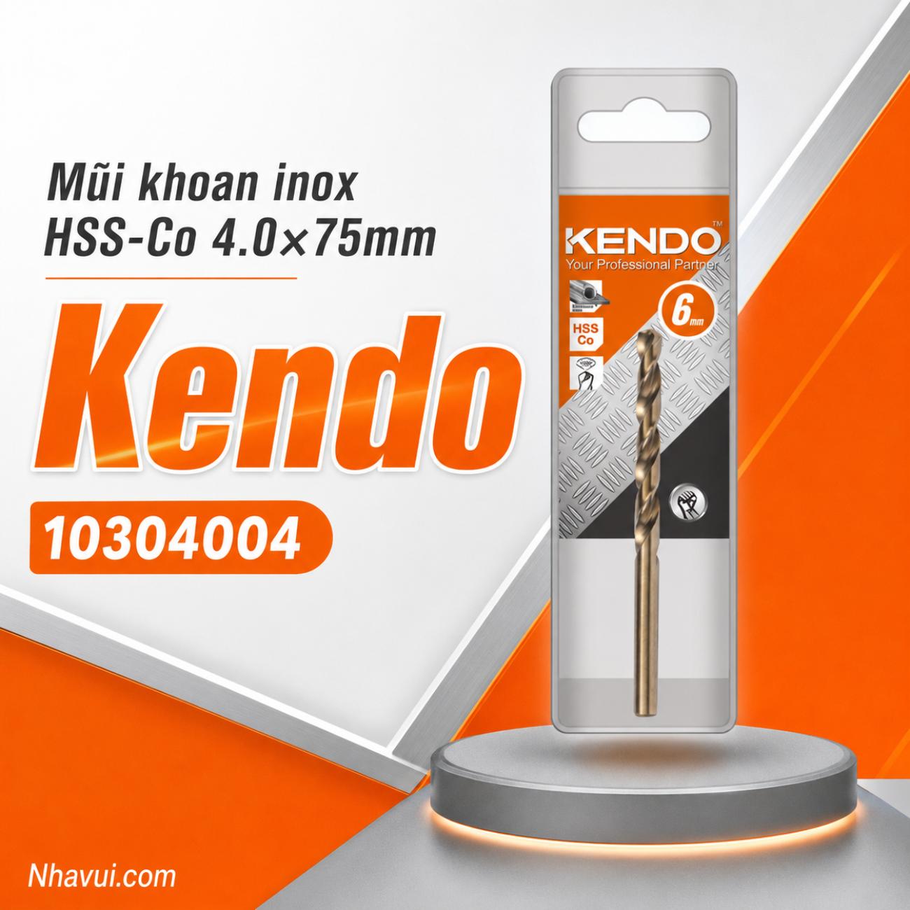 Mũi khoan inox HSS-Co 4.0x75mm Kendo 10304004