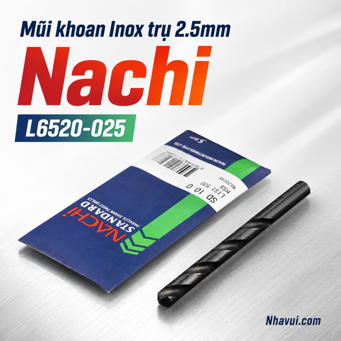 Mũi khoan inox trụ 2.5mm Nachi L6520-025