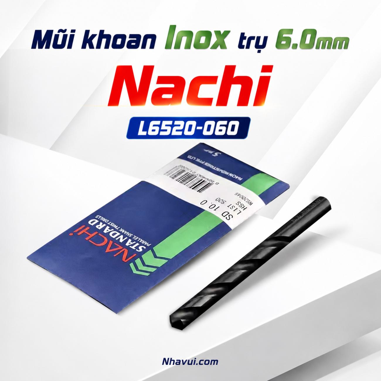 Mũi khoan inox trụ Nachi dài 6.0mm L6520-060