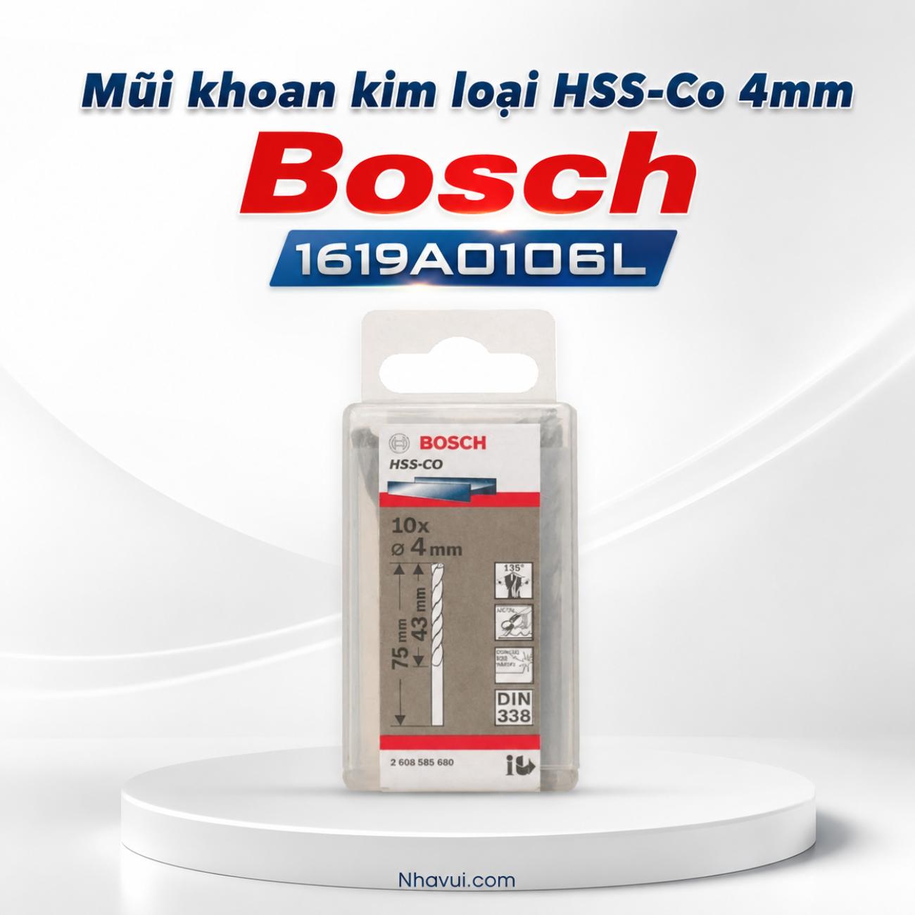 Mũi khoan kim loại HSS-Co 4mm Bosch 1619A0106L