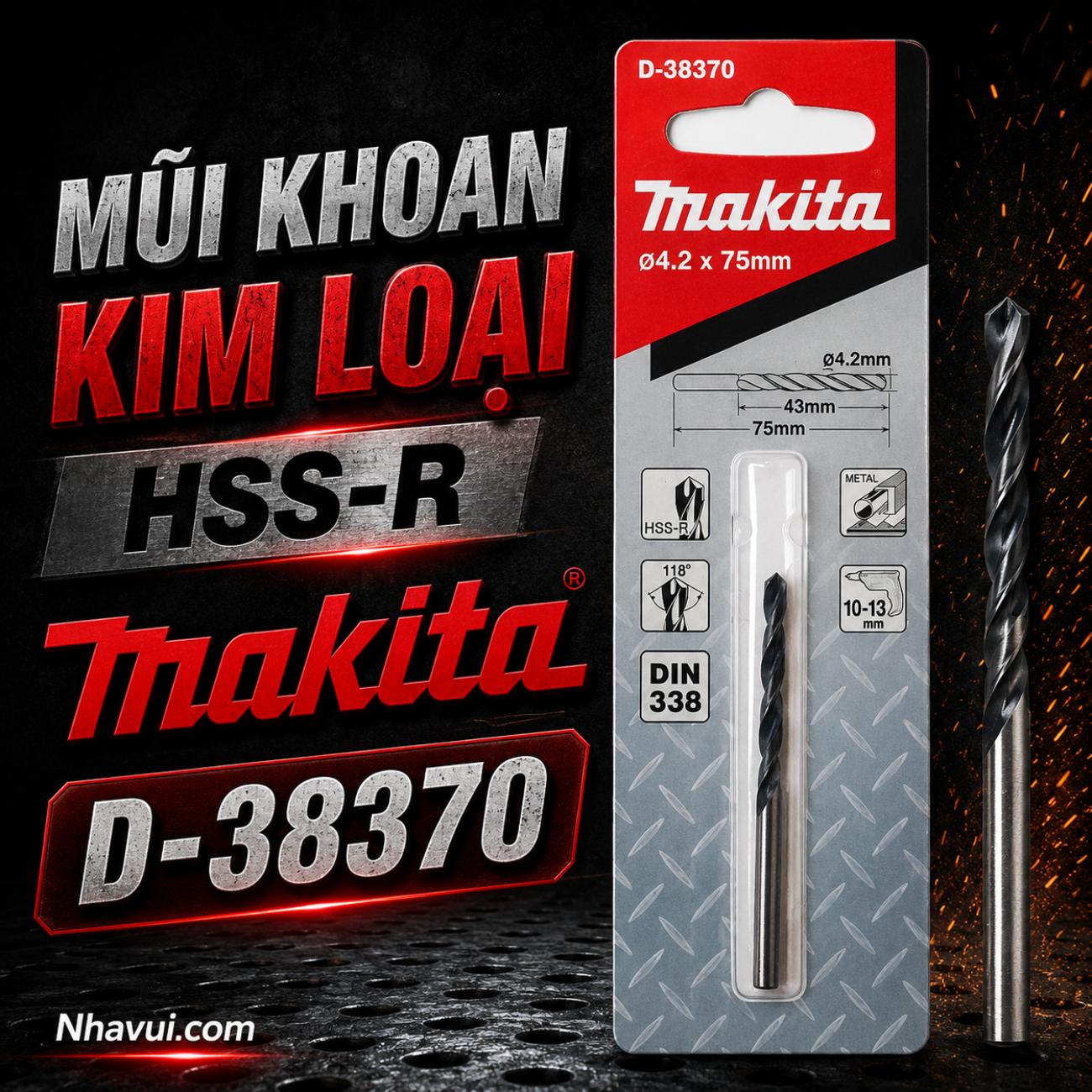 Mũi khoan kim loại HSS-R kích thước 4.2x75mm Makita D-38370