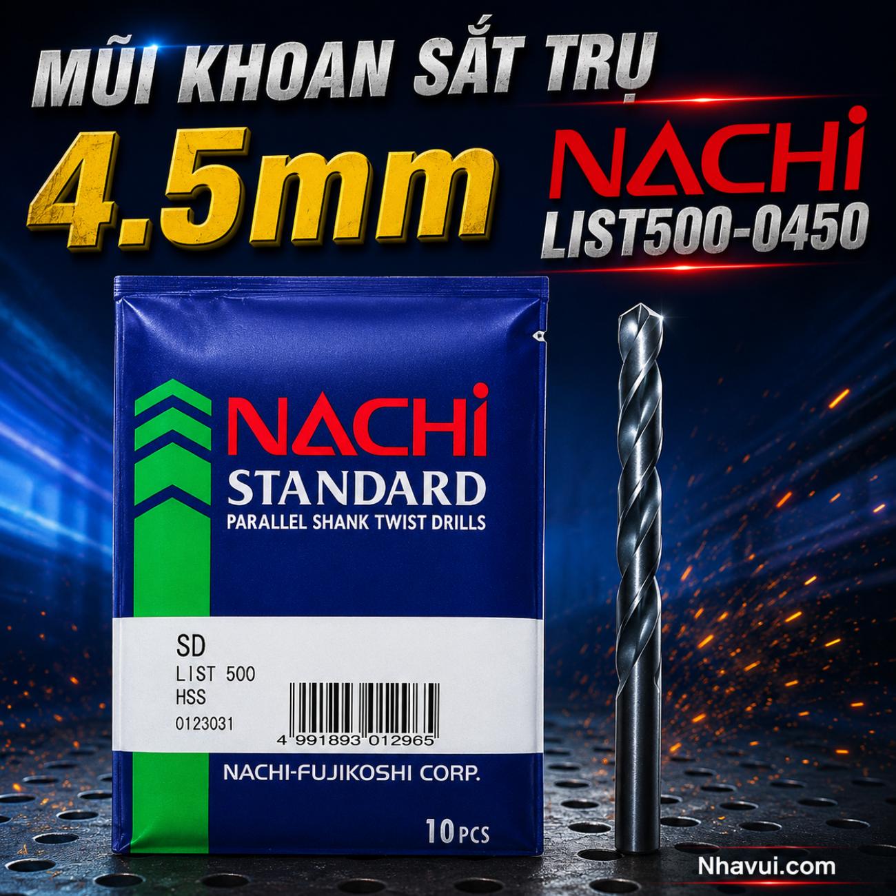 Mũi khoan sắt trụ 4.5mm Nachi List500-0450