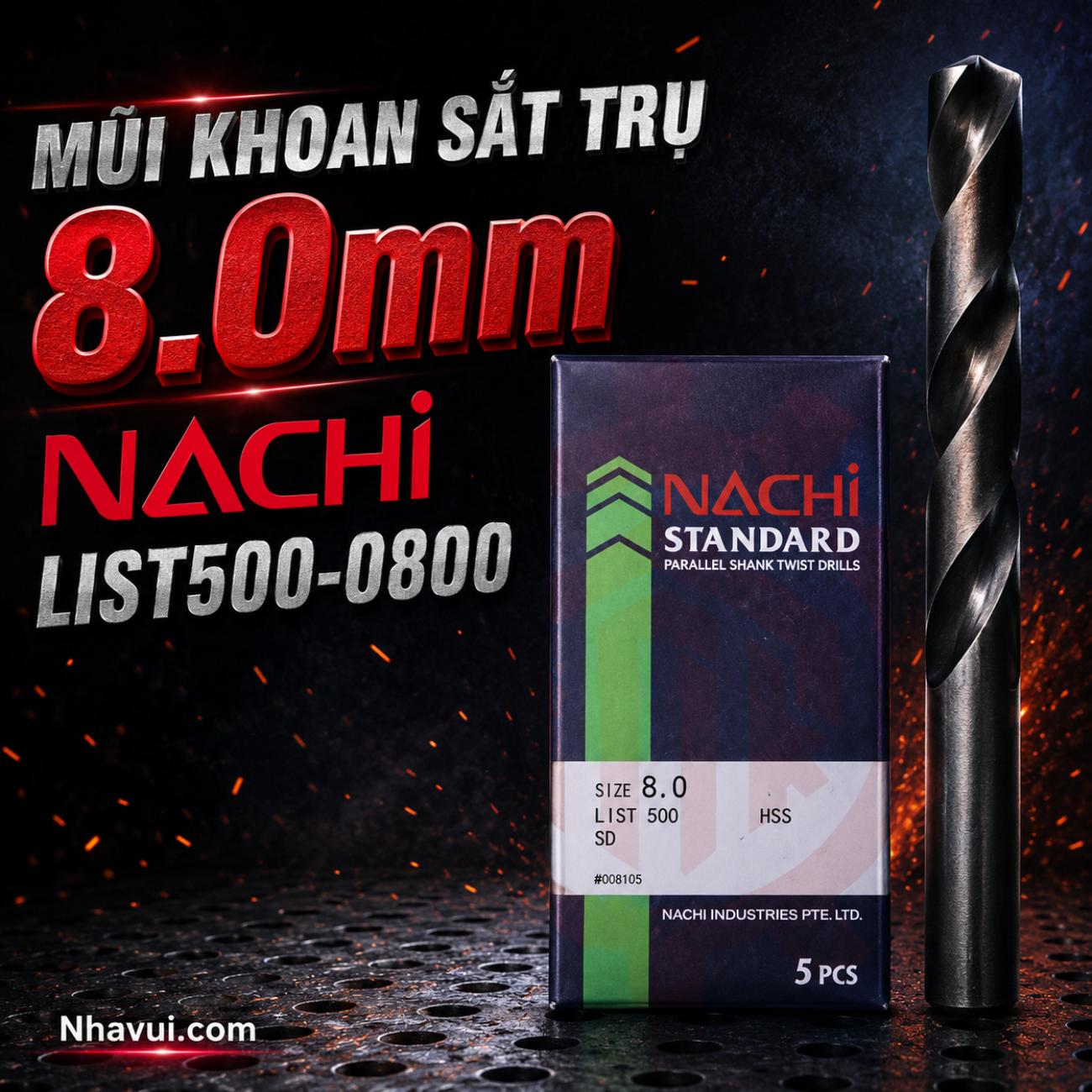 Mũi khoan sắt trụ 8.0mm Nachi List500-0800