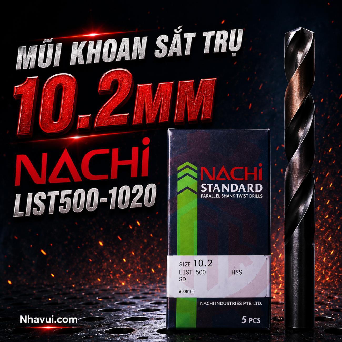 Mũi khoan sắt trụ HSS Nachi 10.2mm List500-1020