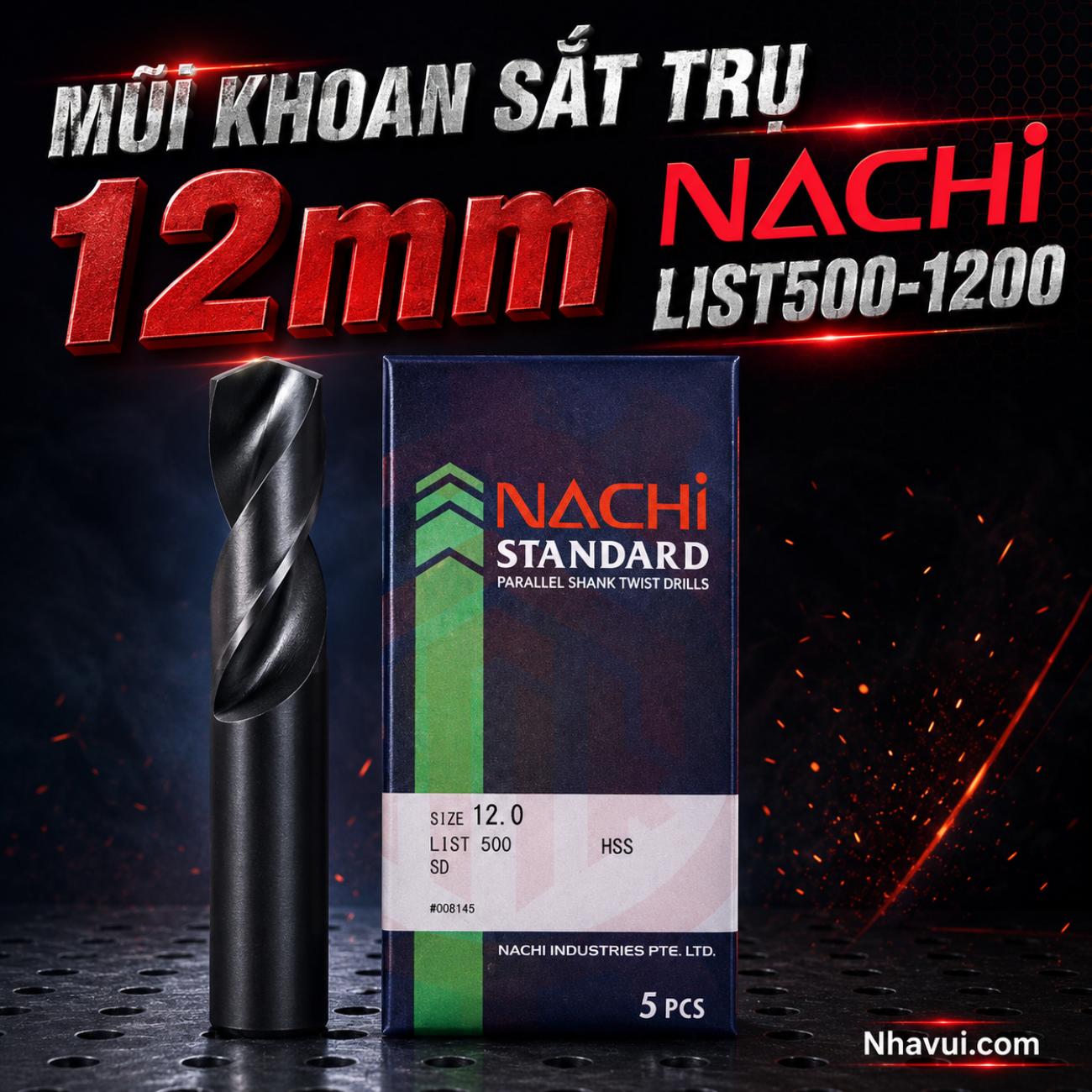 Mũi khoan sắt trụ HSS Nachi 12mm List500-1200