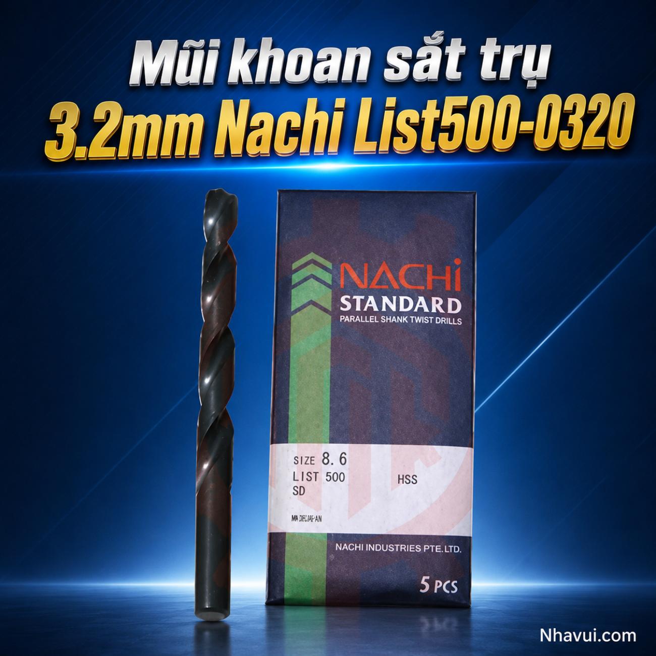 Mũi khoan sắt trụ HSS Nachi 3.2mm List500-0320