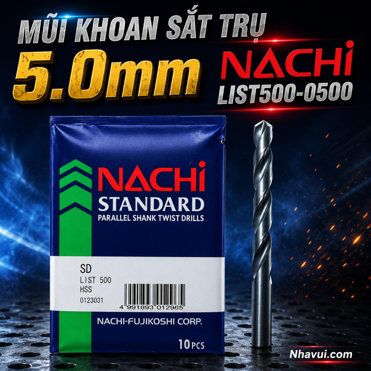 Mũi khoan sắt trụ HSS Nachi 5.0mm List500-0500