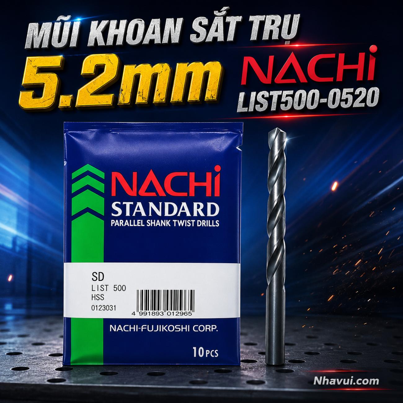 Mũi khoan sắt trụ HSS Nachi 5.2mm List500-0520