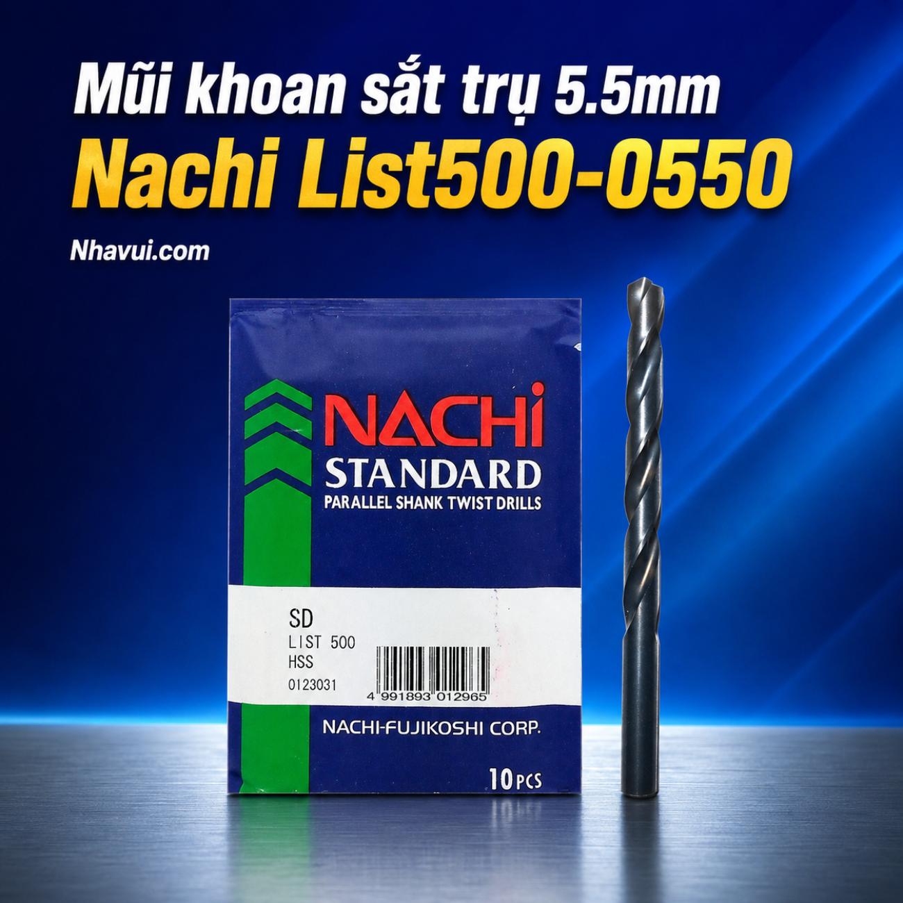 Mũi khoan sắt trụ HSS Nachi 5.5mm List500-0550
