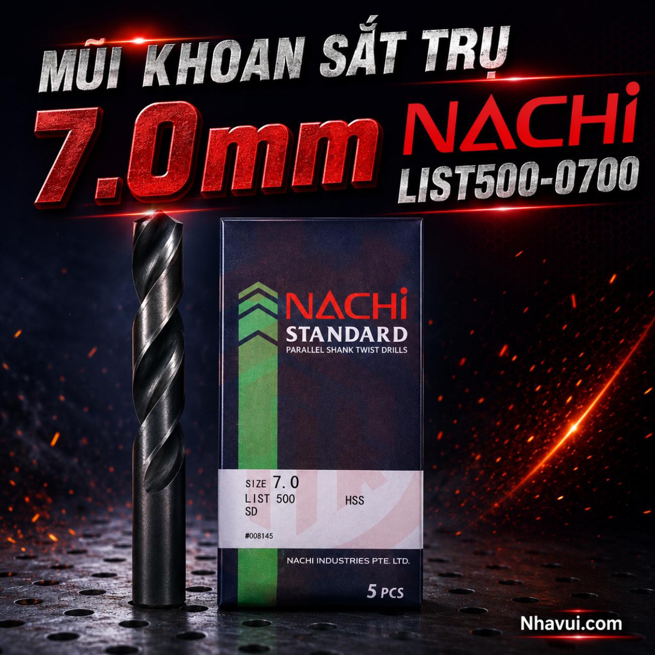 Mũi khoan sắt trụ HSS Nachi 7.0mm List500-0700