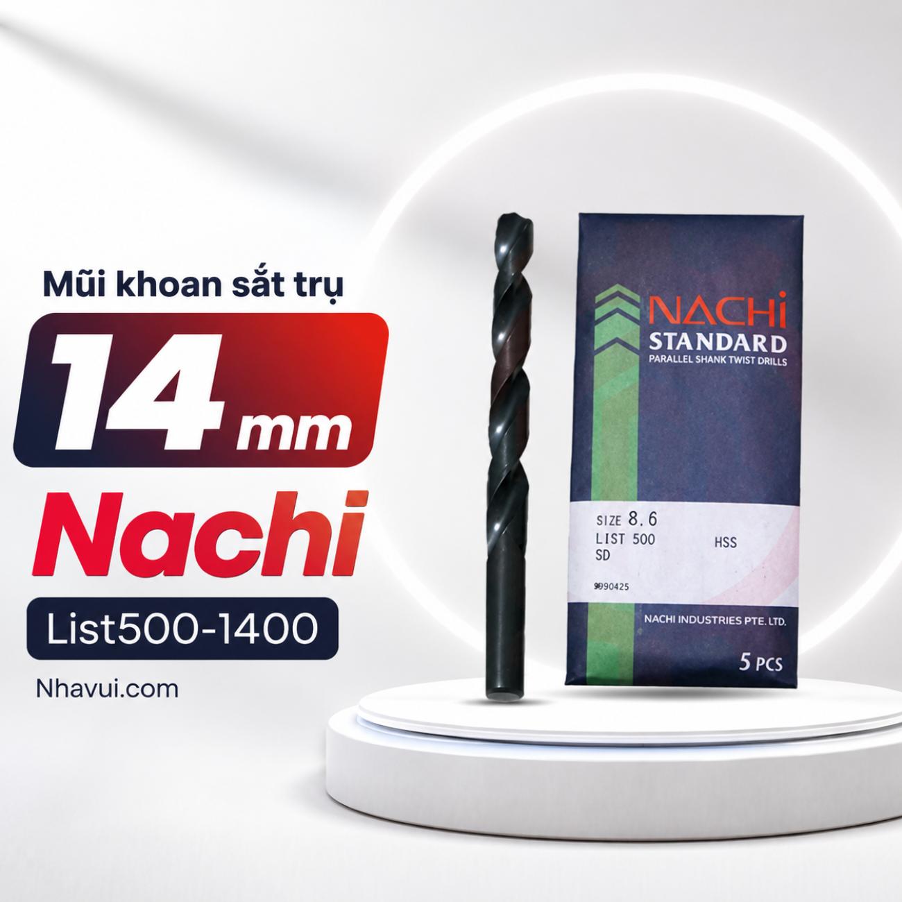 Mũi khoan sắt trụ HSS Nachi dài 14mm List500-1400