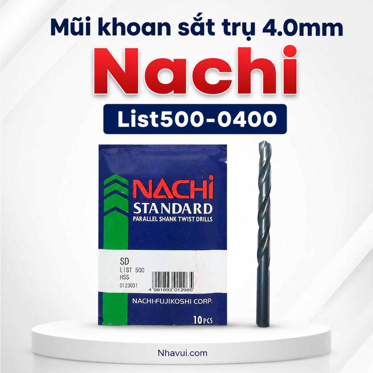 Mũi khoan sắt trụ HSS Nachi dài 4.0mm List500-0400