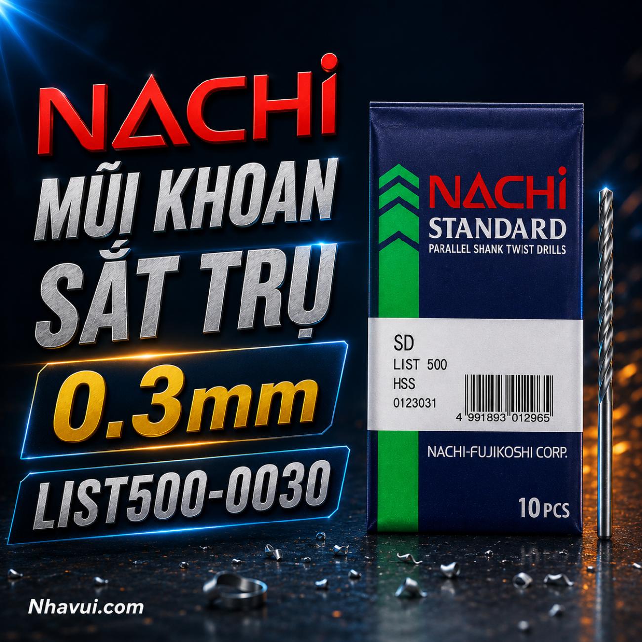 Mũi khoan sắt trụ Nachi 0.3mm List500-0030