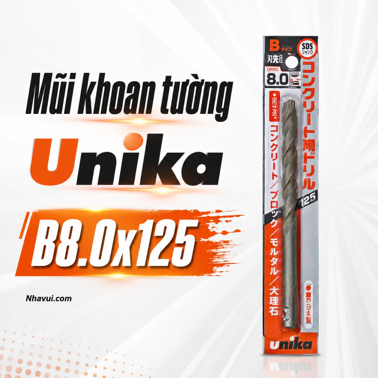 Mũi khoan tường Unika kích thước 8.0x125mm B8.0x125