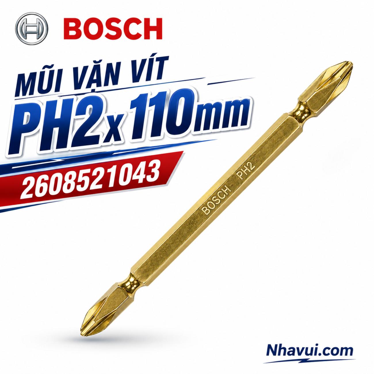 Mũi vặn vít PH2x110mm Bosch 2608521043