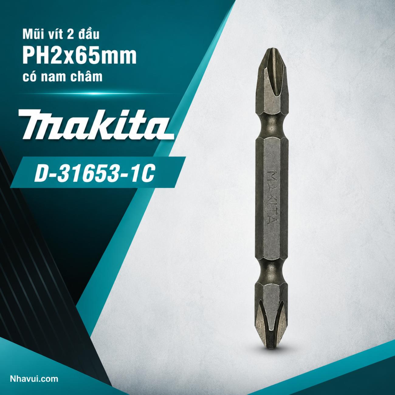 Mũi vít 2 đầu PH2x65mm có nam châm Makita D-31653-1C