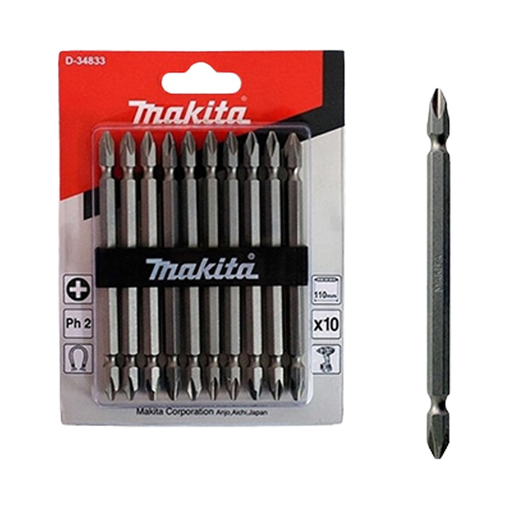 Mũi vít hai đầu Makita D-34833 PH2 dài 110 mm (vỉ 10 mũi)