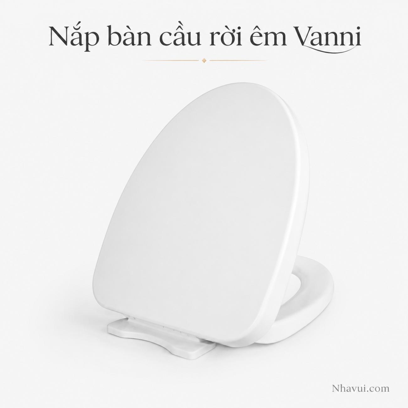 Nắp bàn cầu rời êm Vanni màu trắng cho bồn cầu