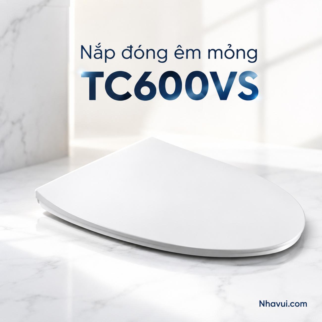 Nắp đóng êm mỏng TOTO TC600VS thiết kế thon dài cho bàn cầu