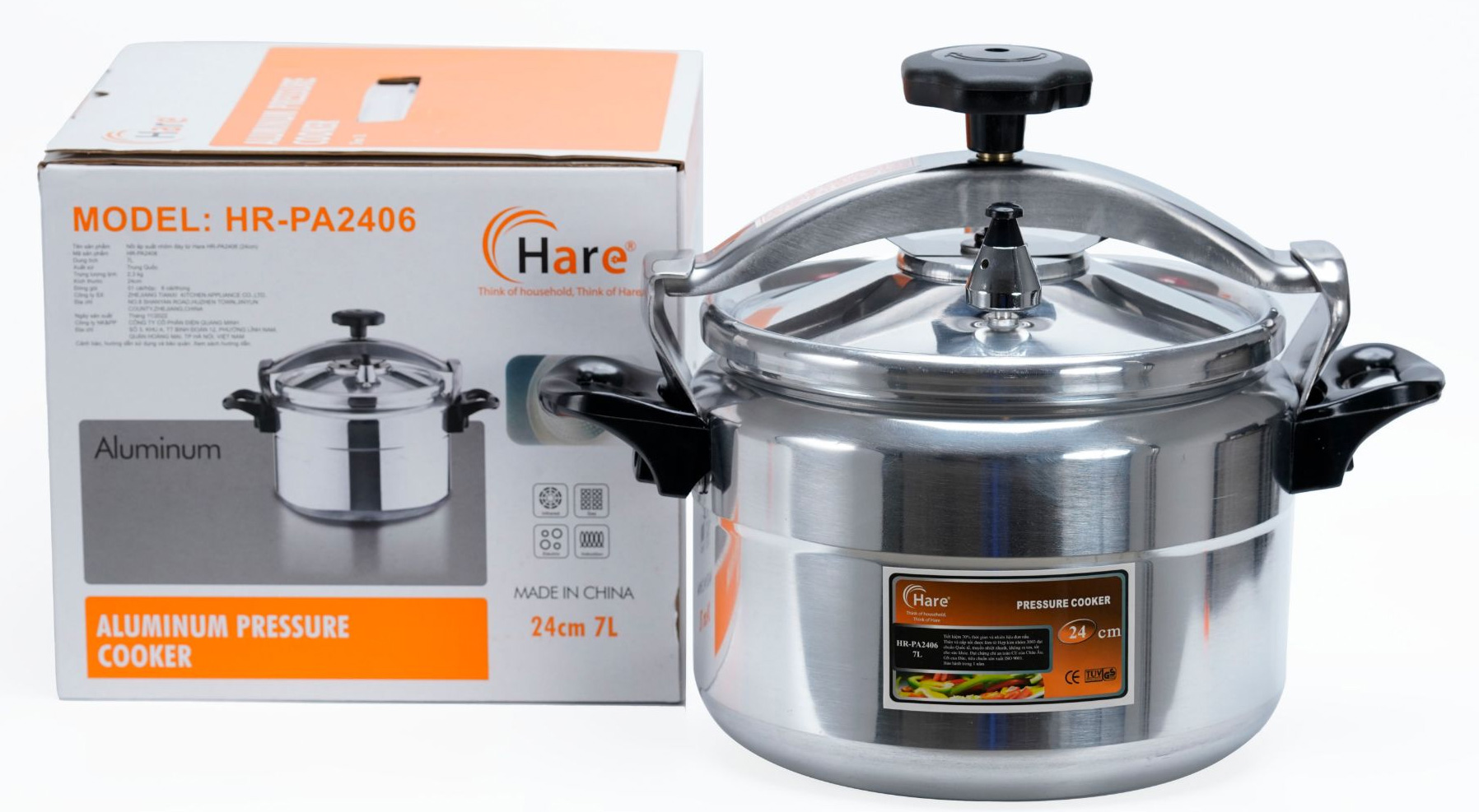 Nồi áp suất nhôm đáy từ Hare HR-PA2006 20cm 4 lít