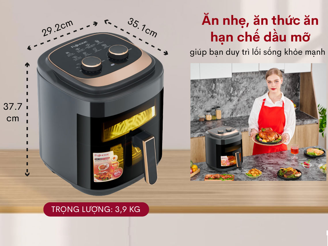 Nồi chiên không dầu Fujihome A6GG 6,5 lít