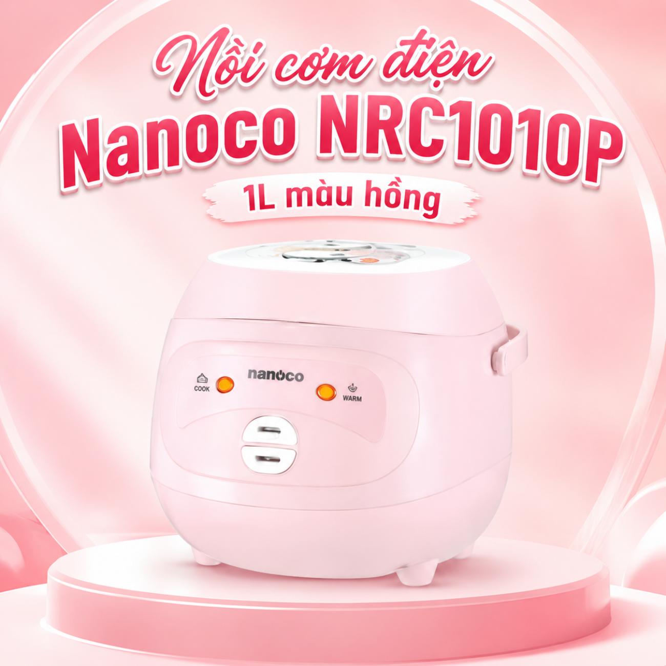 Nồi cơm điện Nanoco NRC1010P 1L màu hồng