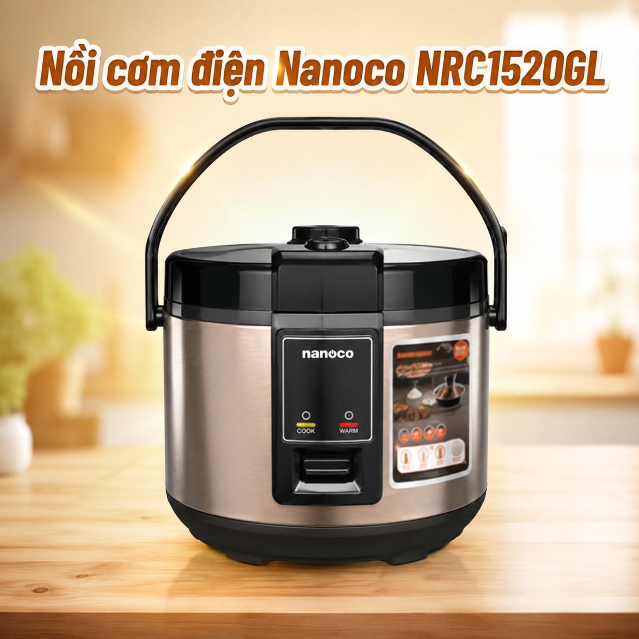 Nồi cơm điện Nanoco NRC1520GL 1.5L màu vàng đồng