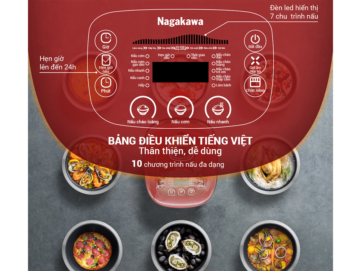 Nồi cơm điện tử lòng niêu Nagakawa NAG0135 1,8 lít