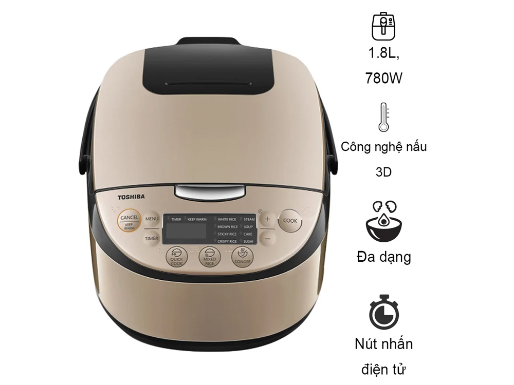 Nồi cơm điện tử Toshiba RC-18DR3PV(G) 1,8 lít