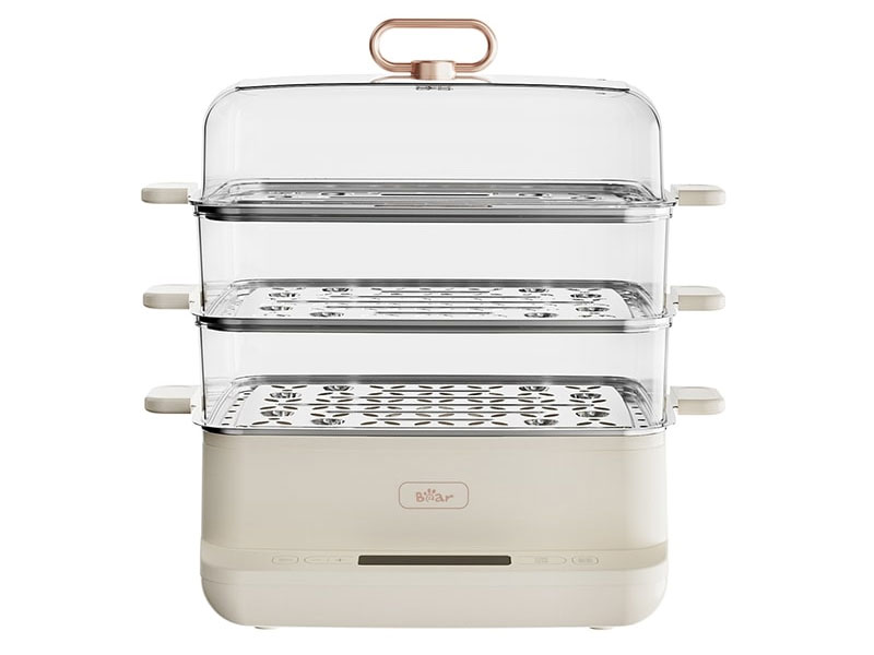 Nồi hấp điện đa năng 3 tầng Bear SB-NH12L 12 lít, khay inox, hẹn giờ